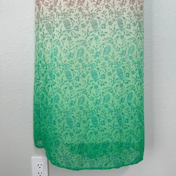 Old Navy Green and Pink blouson Tiered Maxi Dress sleeveless holiday S - Picture 5 of 11